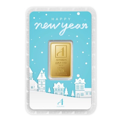 ทองคำแท่ง 1 บาท Happy New Year การ์ดสีฟ้า