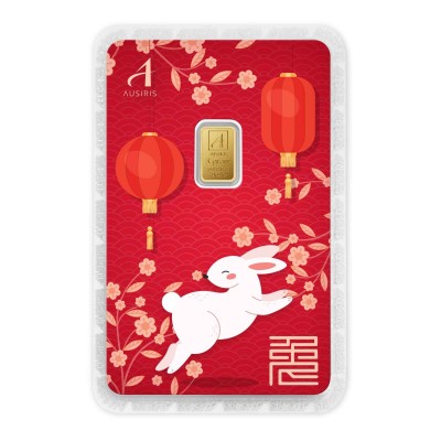 ทองคำแท่ง 1 กรัม การ์ดกระต่ายเฮงเฮง สีแดง ปีเถาะ(2566) 